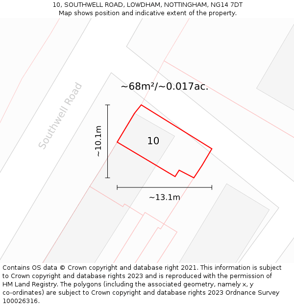 10, SOUTHWELL ROAD, LOWDHAM, NOTTINGHAM, NG14 7DT: Plot and title map