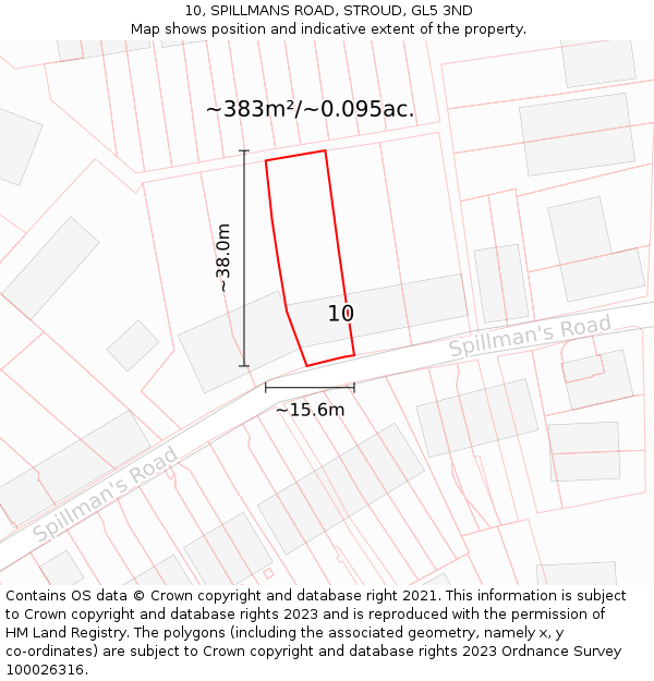 10, SPILLMANS ROAD, STROUD, GL5 3ND: Plot and title map