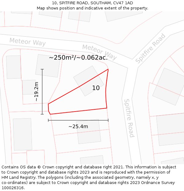 10, SPITFIRE ROAD, SOUTHAM, CV47 1AD: Plot and title map