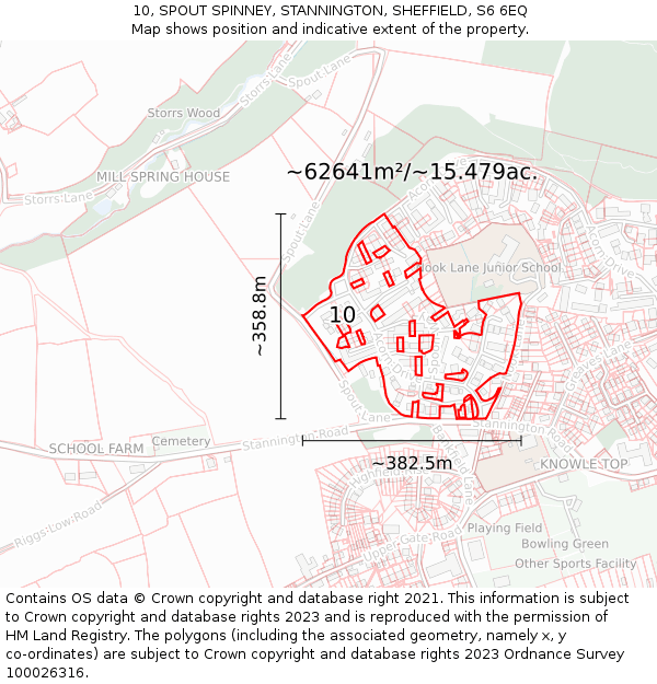 10, SPOUT SPINNEY, STANNINGTON, SHEFFIELD, S6 6EQ: Plot and title map