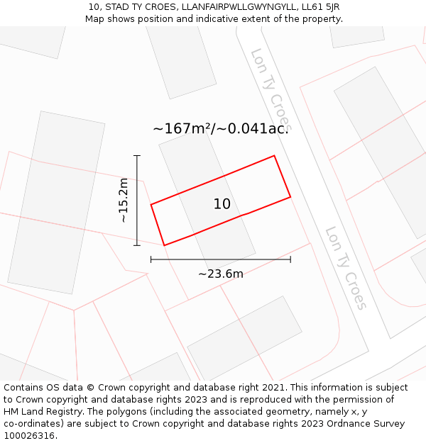 10, STAD TY CROES, LLANFAIRPWLLGWYNGYLL, LL61 5JR: Plot and title map