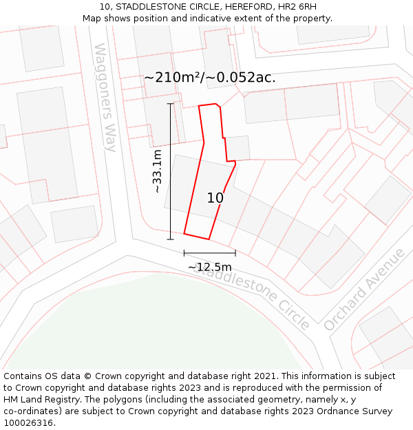 10, STADDLESTONE CIRCLE, HEREFORD, HR2 6RH: Plot and title map