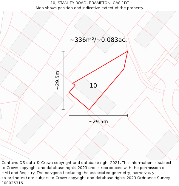 10, STANLEY ROAD, BRAMPTON, CA8 1DT: Plot and title map