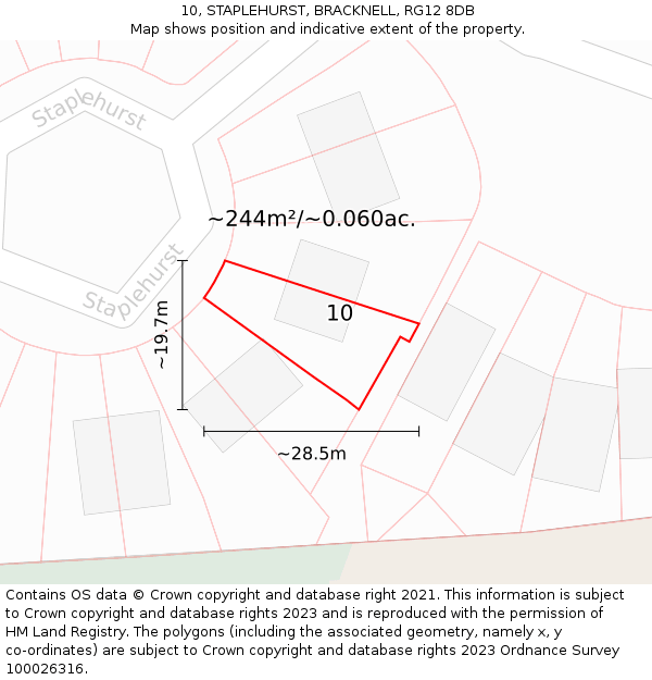 10, STAPLEHURST, BRACKNELL, RG12 8DB: Plot and title map