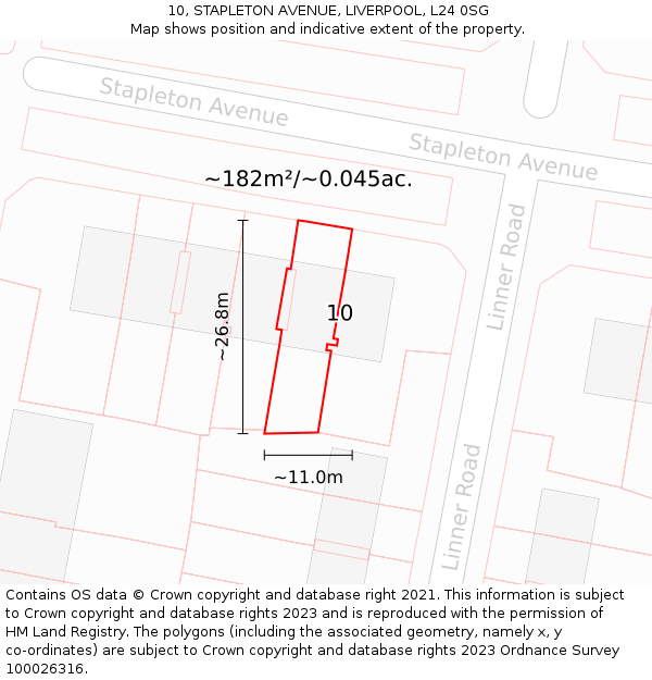 10, STAPLETON AVENUE, LIVERPOOL, L24 0SG: Plot and title map