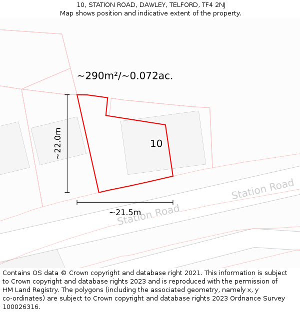 10, STATION ROAD, DAWLEY, TELFORD, TF4 2NJ: Plot and title map