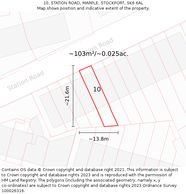 10, STATION ROAD, MARPLE, STOCKPORT, SK6 6AL: Plot and title map