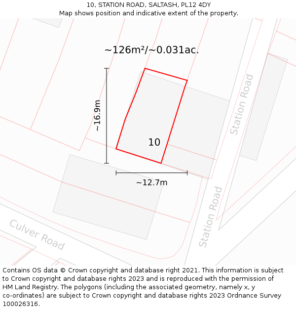 10, STATION ROAD, SALTASH, PL12 4DY: Plot and title map