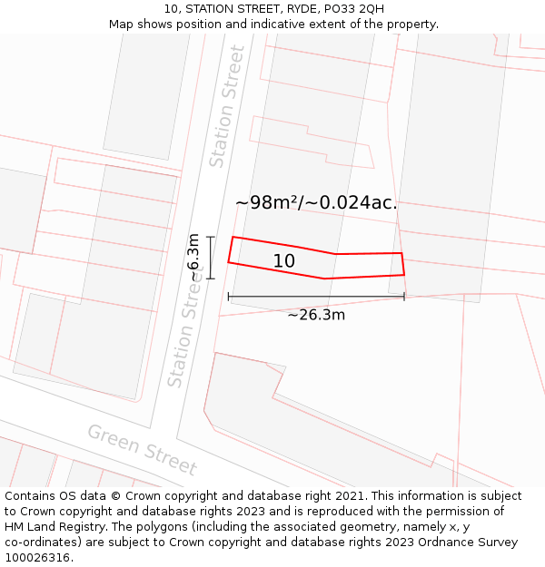 10, STATION STREET, RYDE, PO33 2QH: Plot and title map