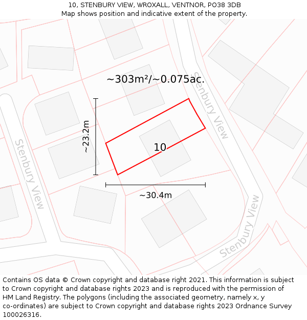 10, STENBURY VIEW, WROXALL, VENTNOR, PO38 3DB: Plot and title map