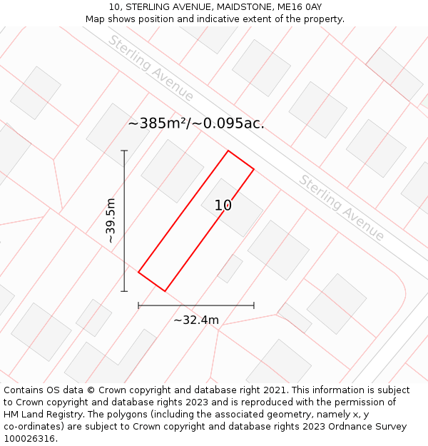 10, STERLING AVENUE, MAIDSTONE, ME16 0AY: Plot and title map