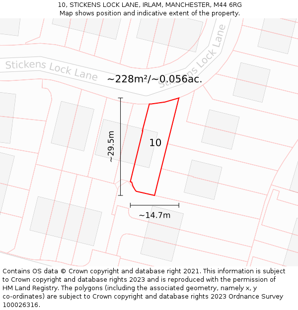10, STICKENS LOCK LANE, IRLAM, MANCHESTER, M44 6RG: Plot and title map
