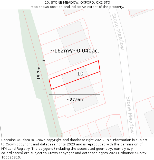 10, STONE MEADOW, OXFORD, OX2 6TQ: Plot and title map