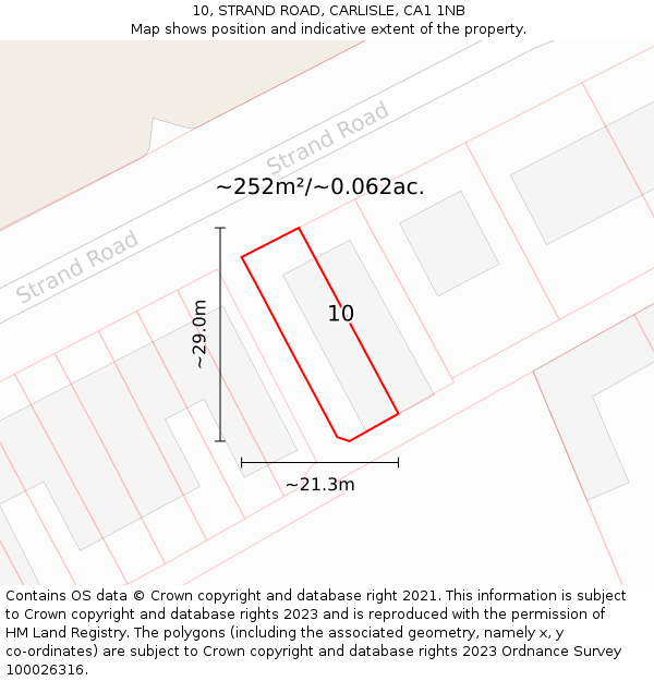 10, STRAND ROAD, CARLISLE, CA1 1NB: Plot and title map