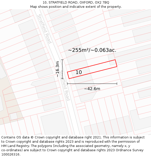 10, STRATFIELD ROAD, OXFORD, OX2 7BQ: Plot and title map