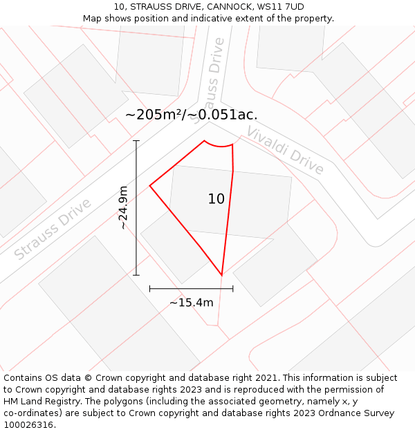 10, STRAUSS DRIVE, CANNOCK, WS11 7UD: Plot and title map