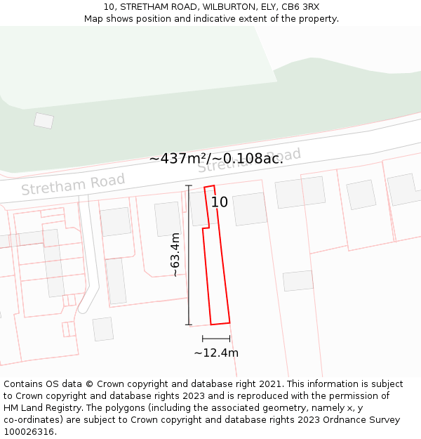 10, STRETHAM ROAD, WILBURTON, ELY, CB6 3RX: Plot and title map