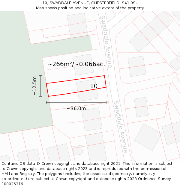 10, SWADDALE AVENUE, CHESTERFIELD, S41 0SU: Plot and title map