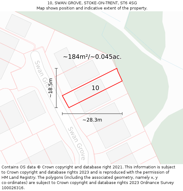 10, SWAN GROVE, STOKE-ON-TRENT, ST6 4SG: Plot and title map