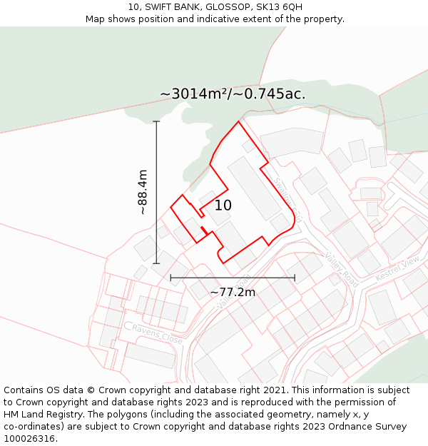10, SWIFT BANK, GLOSSOP, SK13 6QH: Plot and title map