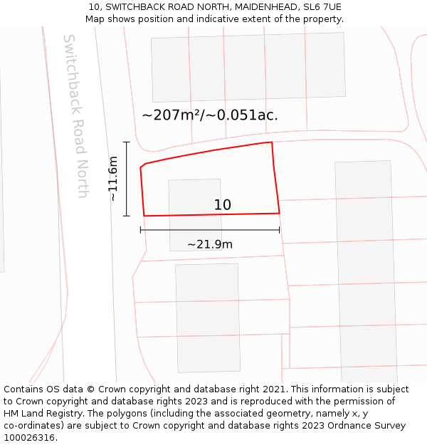 10, SWITCHBACK ROAD NORTH, MAIDENHEAD, SL6 7UE: Plot and title map