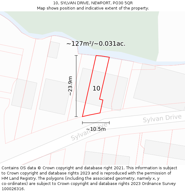 10, SYLVAN DRIVE, NEWPORT, PO30 5QR: Plot and title map