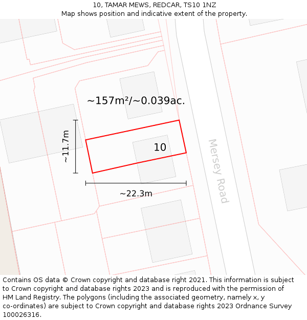 10, TAMAR MEWS, REDCAR, TS10 1NZ: Plot and title map