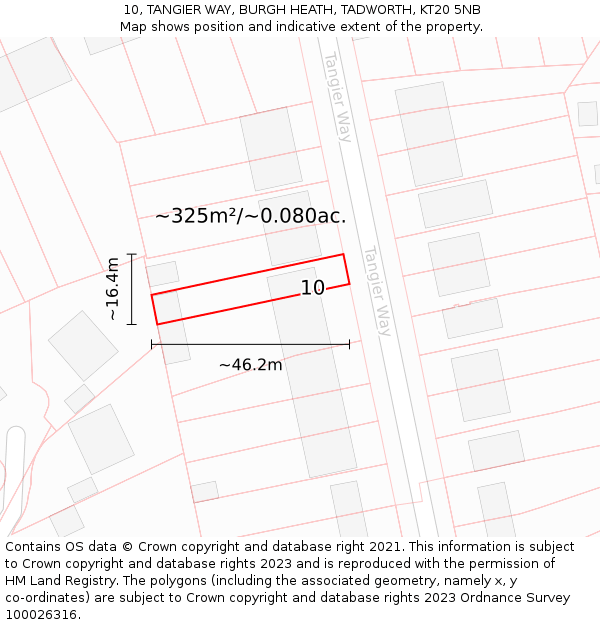 10, TANGIER WAY, BURGH HEATH, TADWORTH, KT20 5NB: Plot and title map