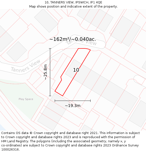 10, TANNERS VIEW, IPSWICH, IP1 4QE: Plot and title map