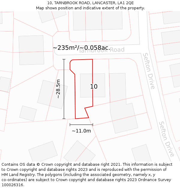 10, TARNBROOK ROAD, LANCASTER, LA1 2QE: Plot and title map