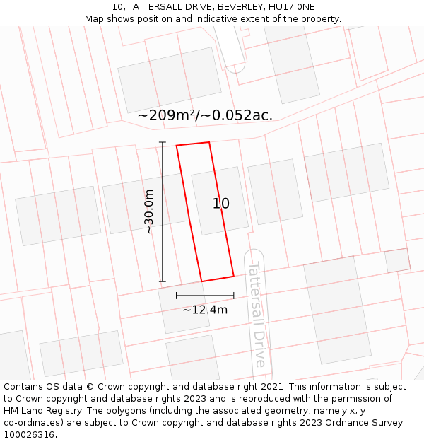 10, TATTERSALL DRIVE, BEVERLEY, HU17 0NE: Plot and title map