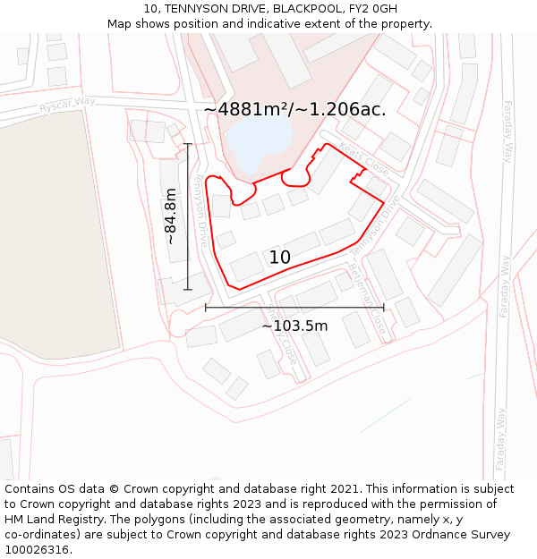 10, TENNYSON DRIVE, BLACKPOOL, FY2 0GH: Plot and title map