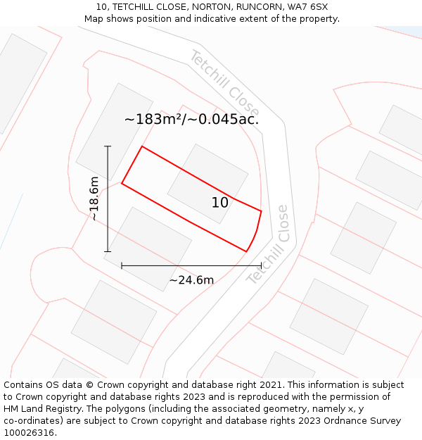 10, TETCHILL CLOSE, NORTON, RUNCORN, WA7 6SX: Plot and title map