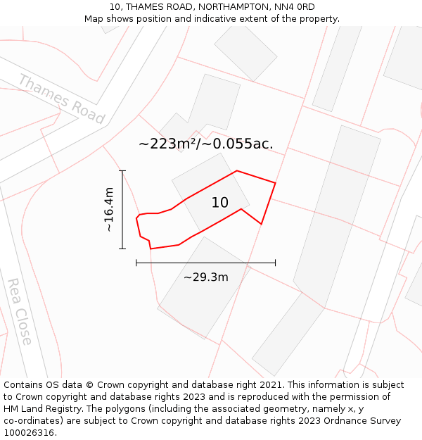 10, THAMES ROAD, NORTHAMPTON, NN4 0RD: Plot and title map