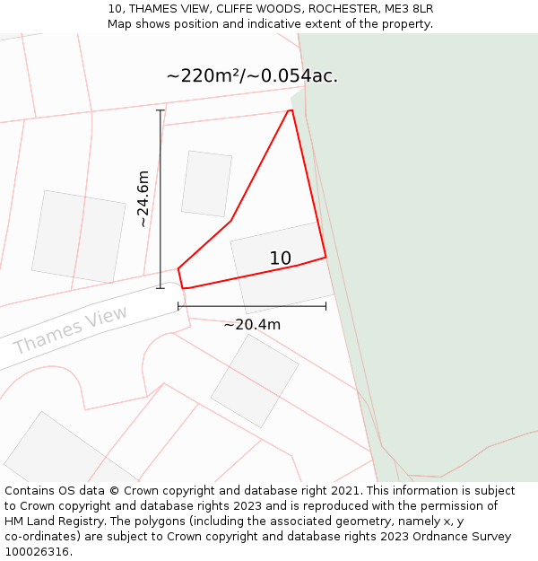 10, THAMES VIEW, CLIFFE WOODS, ROCHESTER, ME3 8LR: Plot and title map