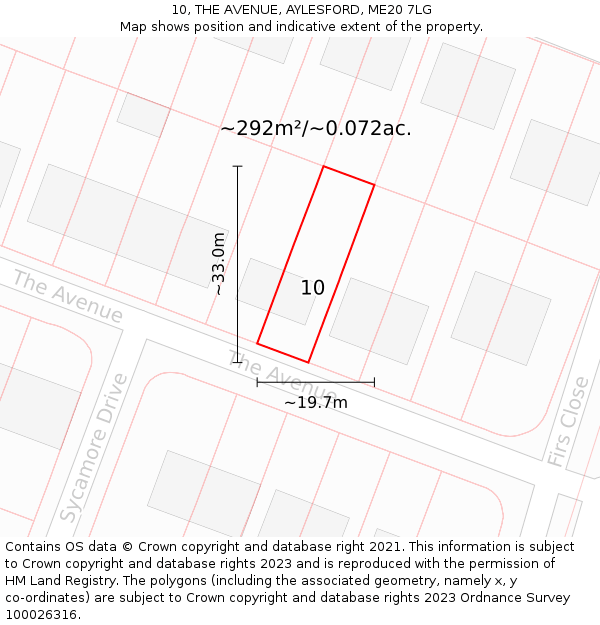 10, THE AVENUE, AYLESFORD, ME20 7LG: Plot and title map