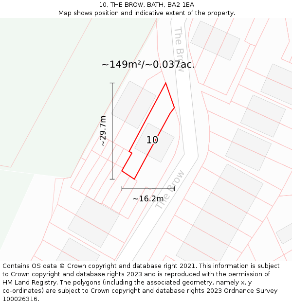 10, THE BROW, BATH, BA2 1EA: Plot and title map