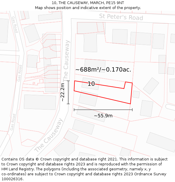 10, THE CAUSEWAY, MARCH, PE15 9NT: Plot and title map