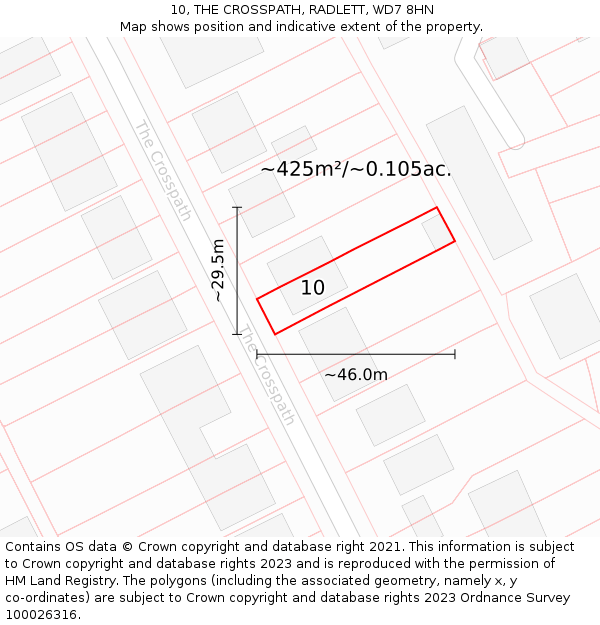 10, THE CROSSPATH, RADLETT, WD7 8HN: Plot and title map