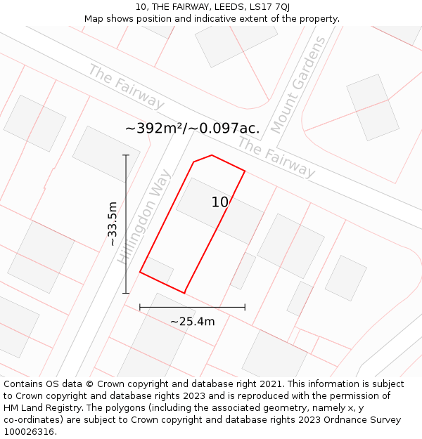 10, THE FAIRWAY, LEEDS, LS17 7QJ: Plot and title map