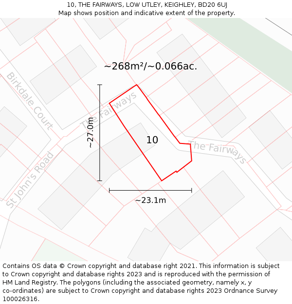 10, THE FAIRWAYS, LOW UTLEY, KEIGHLEY, BD20 6UJ: Plot and title map