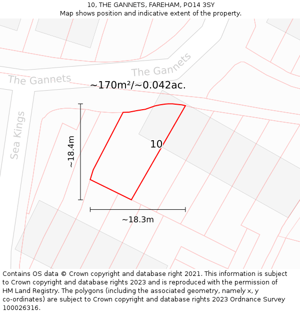 10, THE GANNETS, FAREHAM, PO14 3SY: Plot and title map