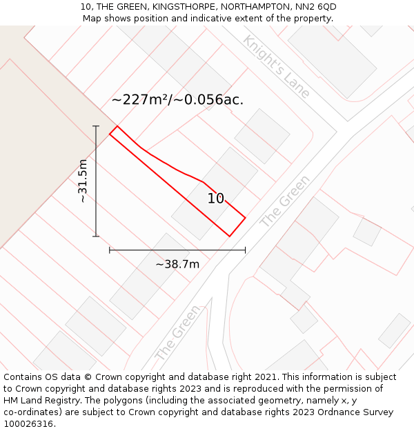 10, THE GREEN, KINGSTHORPE, NORTHAMPTON, NN2 6QD: Plot and title map