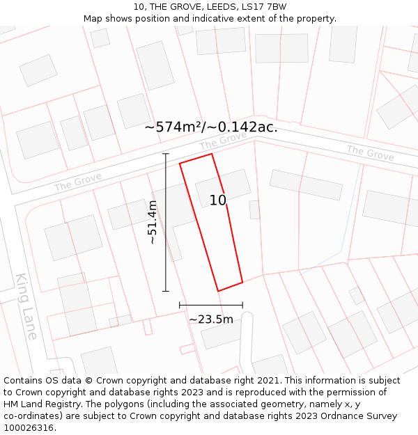 10, THE GROVE, LEEDS, LS17 7BW: Plot and title map