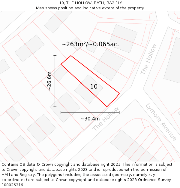 10, THE HOLLOW, BATH, BA2 1LY: Plot and title map