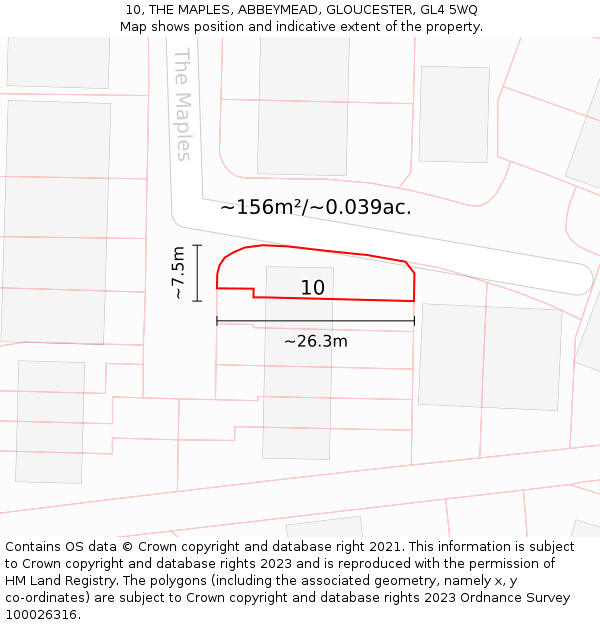 10, THE MAPLES, ABBEYMEAD, GLOUCESTER, GL4 5WQ: Plot and title map