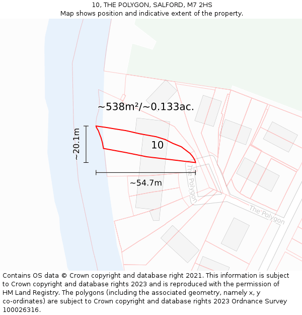 10, THE POLYGON, SALFORD, M7 2HS: Plot and title map