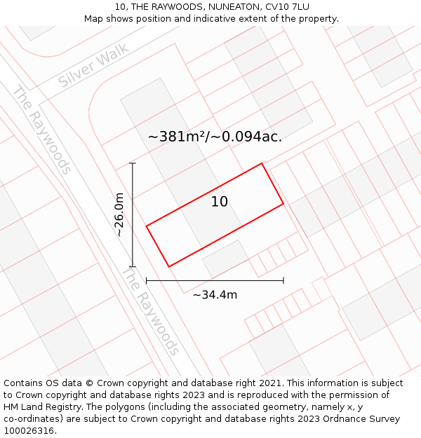 10, THE RAYWOODS, NUNEATON, CV10 7LU: Plot and title map