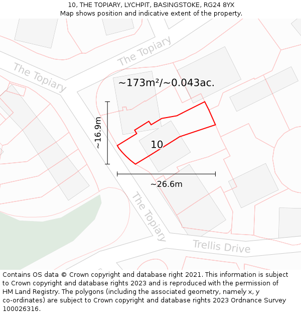 10, THE TOPIARY, LYCHPIT, BASINGSTOKE, RG24 8YX: Plot and title map