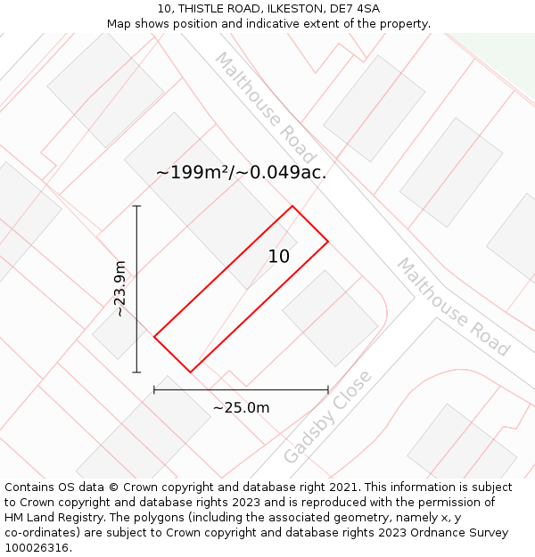 10, THISTLE ROAD, ILKESTON, DE7 4SA: Plot and title map